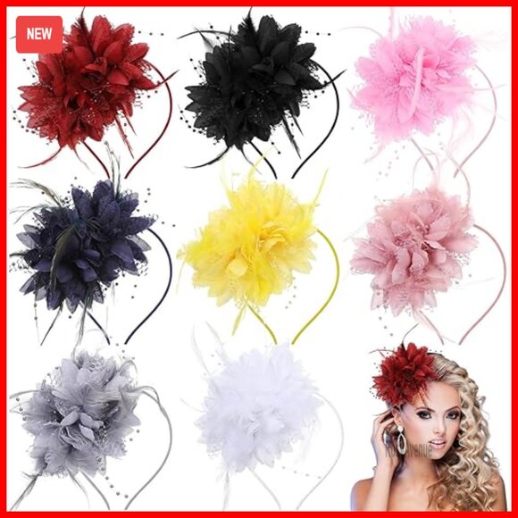 8-Piece Fascinator Hat Set with Adjustable Headband and Clip main image 5